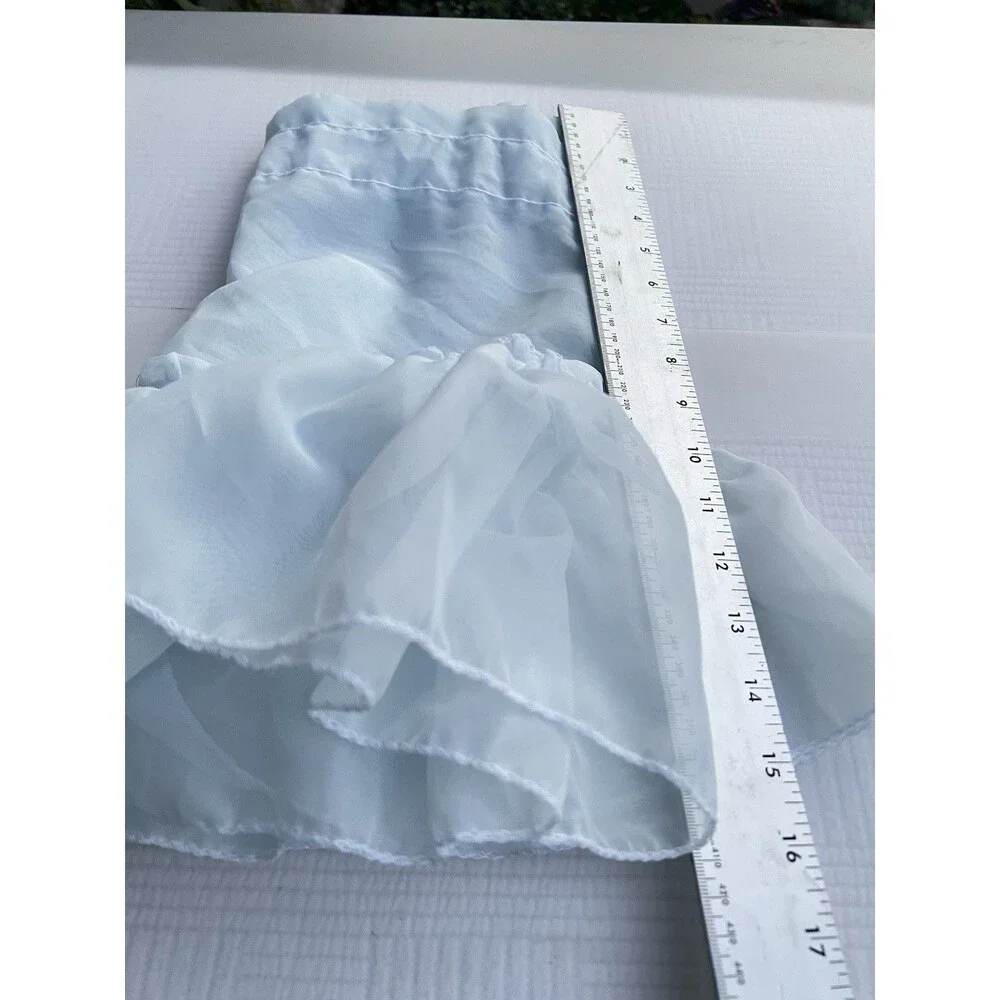1960s Vintage Powder Blue Curtain Valance Ruffled 57” Mid Century Cottage